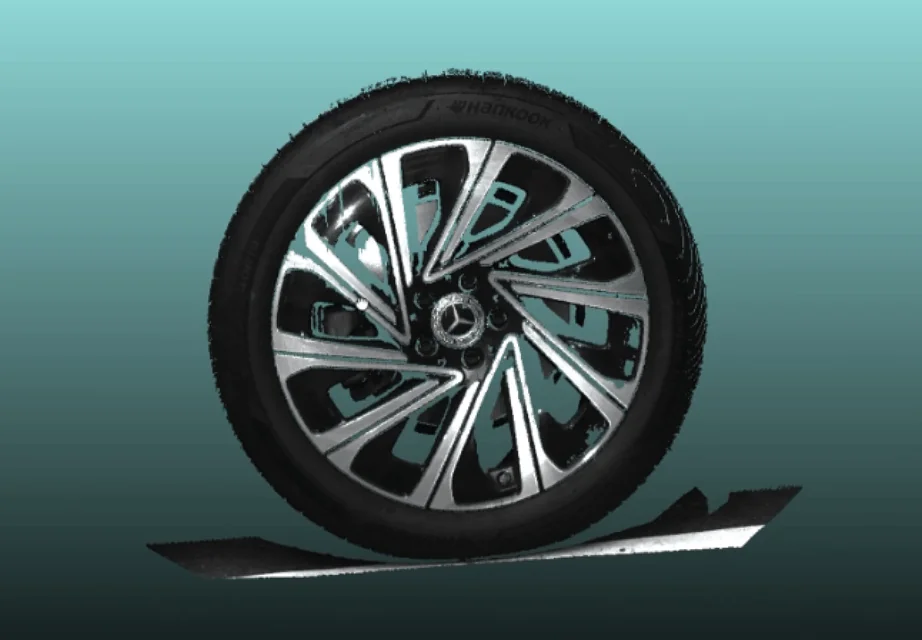 3D point-cloud result of wheel-hub mounting surface and bolt holes