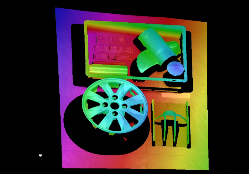 Point-cloud result for a highly reflective metal workpiece